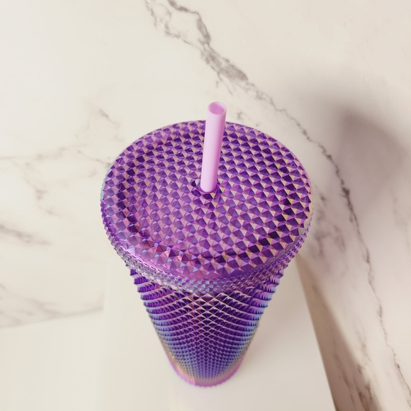 Brand New Starbucks Summer 2022 Oil Slick Metallic Purple Studded Venti Tumbler - Picture 3 of 6